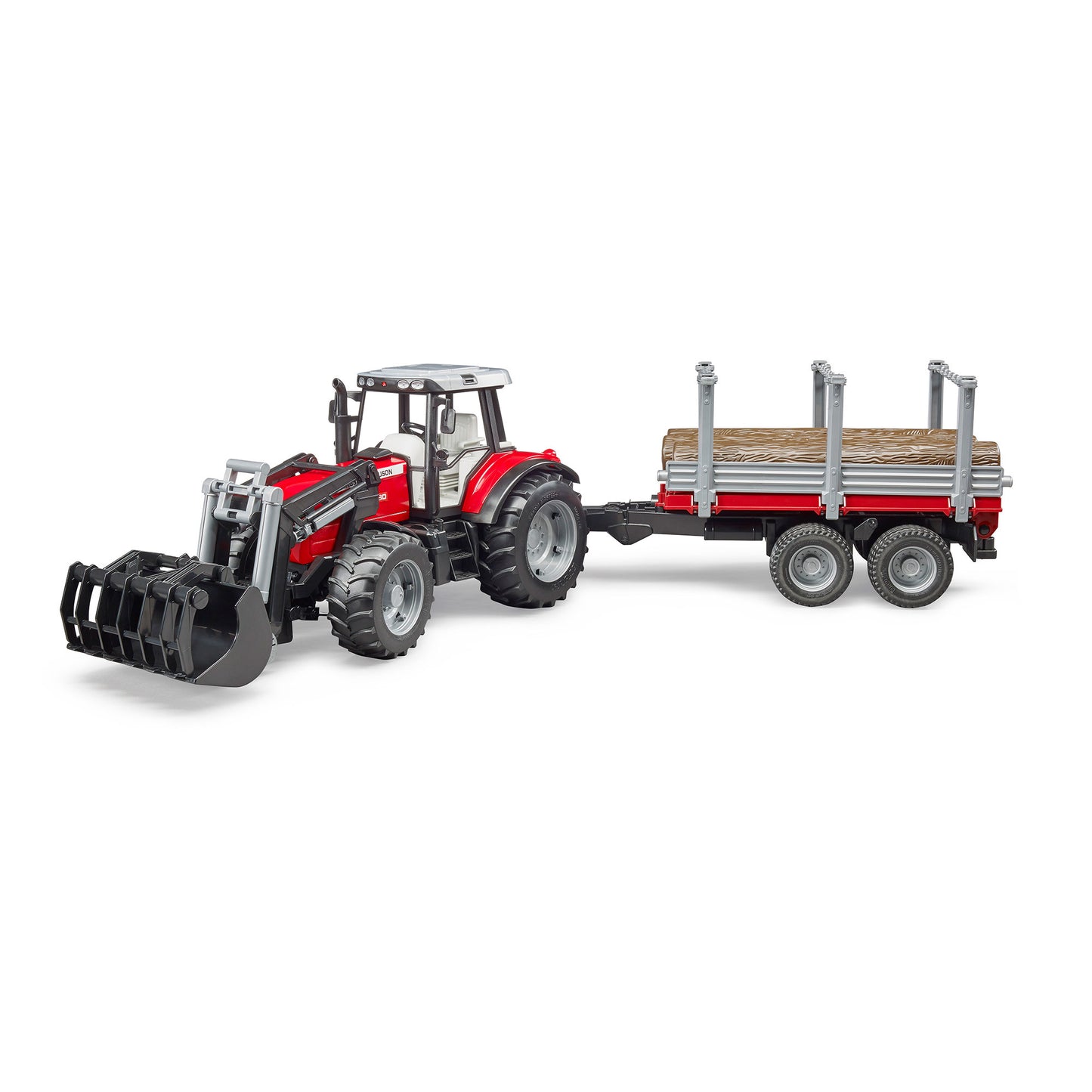 Bruder - 1:16 Massey Ferguson 7480 Tractor w Front Loader & Timber Trailer