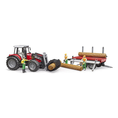 Bruder - 1:16 Massey Ferguson 7480 Tractor w Front Loader & Timber Trailer